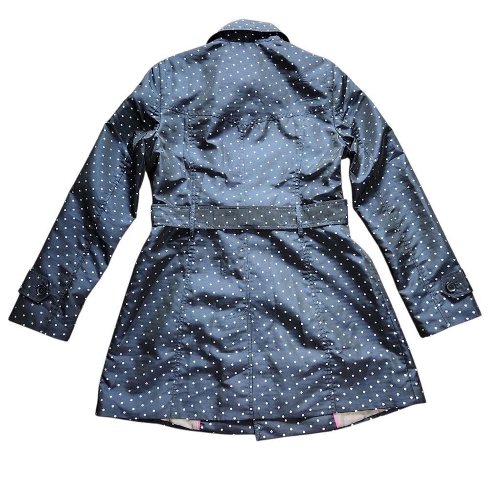 Banana Republic trench coat dark blue white polka dots size M - Picture 5 of 8